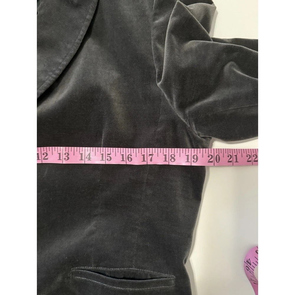 Anne Klein Velvet Blazer Jacket Gray Stretch Office Preppy Work Button Pocket 10 - Picture 10 of 13